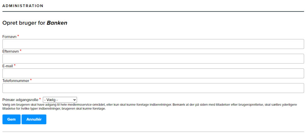 Selvbetjening - Opret bruger